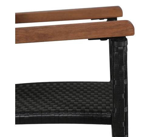 Set mobilier de exterior 7 piese negru, poliratan, lemn acacia, 5 image