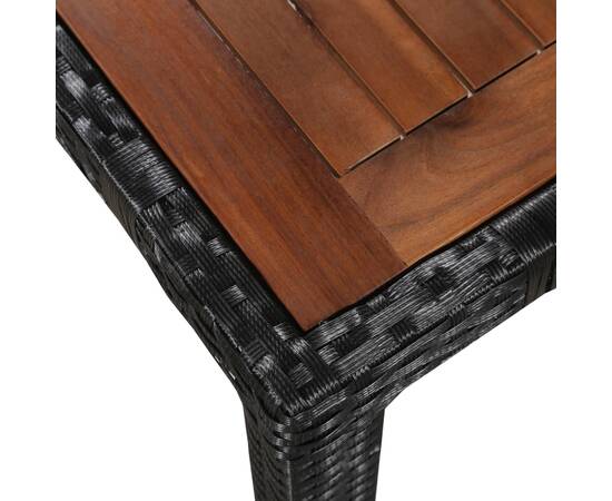 Set mobilier de exterior 7 piese negru, poliratan, lemn acacia, 4 image