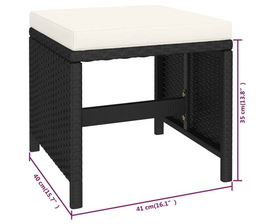 Set mobilier de exterior cu perne, 6 piese, negru, poliratan, 10 image