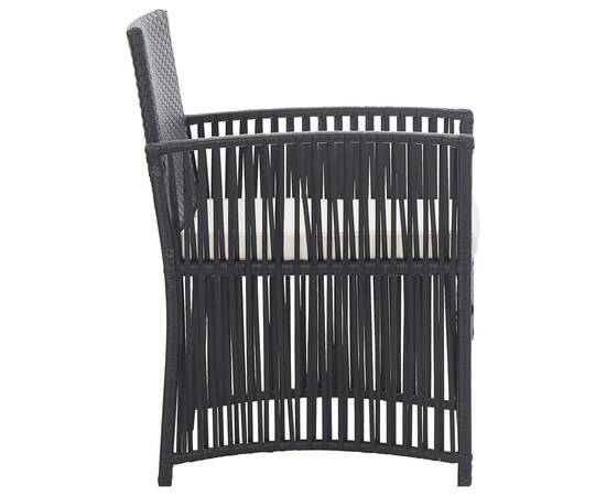 Set mobilier de grădină cu perne, 4 piese, negru, poliratan, 9 image