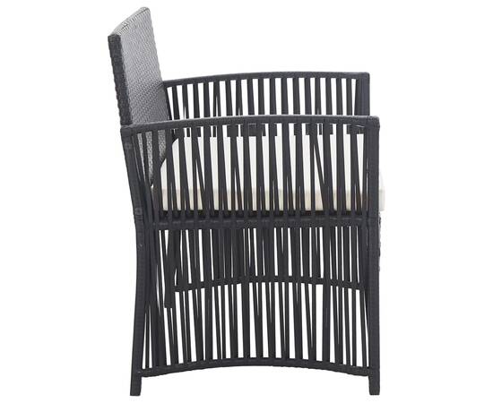 Set mobilier de grădină cu perne, 4 piese, negru, poliratan, 5 image