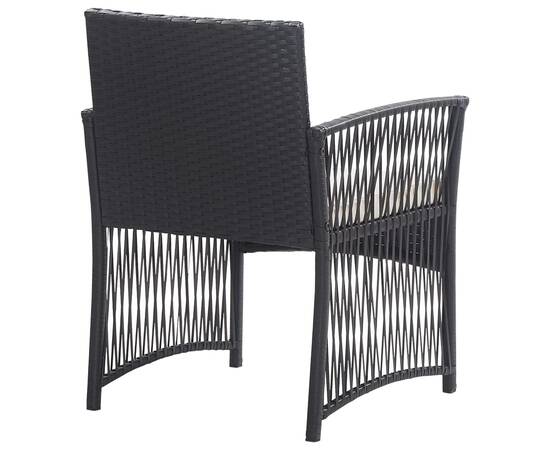 Set mobilier de grădină cu perne, 4 piese, negru, poliratan, 10 image