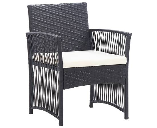 Set mobilier de grădină cu perne, 4 piese, negru, poliratan, 7 image