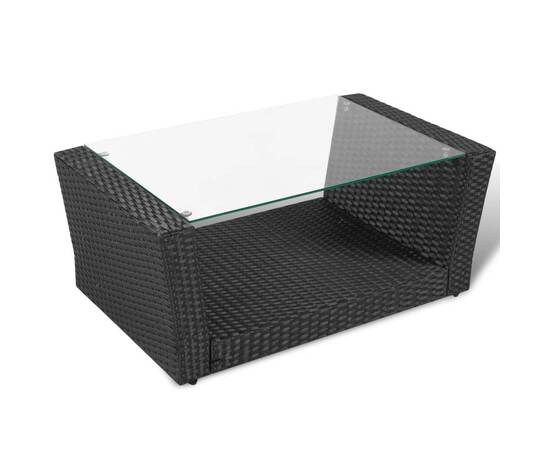 Set mobilier de grădină cu perne, 4 piese, negru, poliratan, 7 image