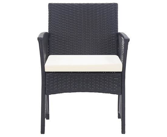 Set mobilier de grădină cu perne, 4 piese, negru, poliratan, 8 image