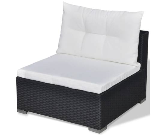 Set mobilier de grădină cu perne, 6 piese, negru, poliratan, 11 image