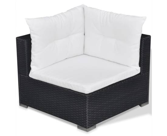 Set mobilier de grădină cu perne, 6 piese, negru, poliratan, 10 image