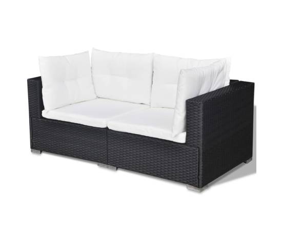 Set mobilier de grădină cu perne, 6 piese, negru, poliratan, 9 image