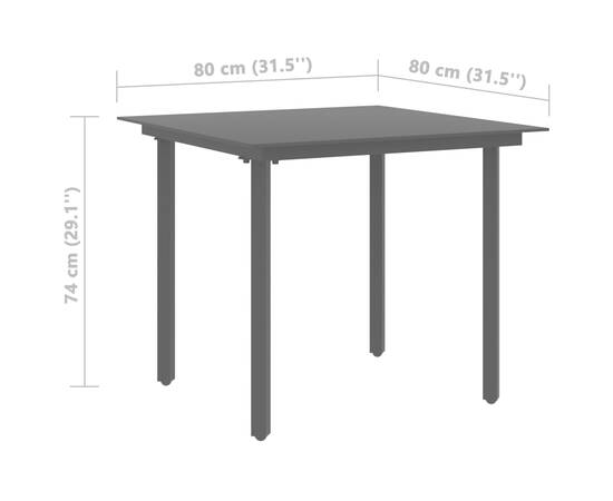 Set mobilier de masă pentru grădină, 3 piese, negru, ratan pvc, 9 image