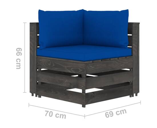 Canapea de grădină cu 4 locuri, cu perne, gri, lemn tratat, 9 image