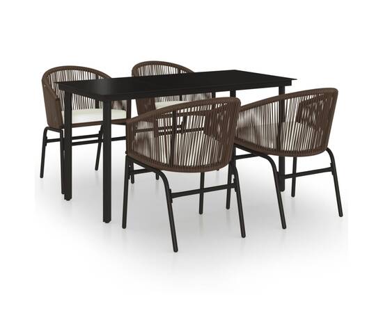 Set de mobilier pentru grădină, 5 piese, maro, 2 image