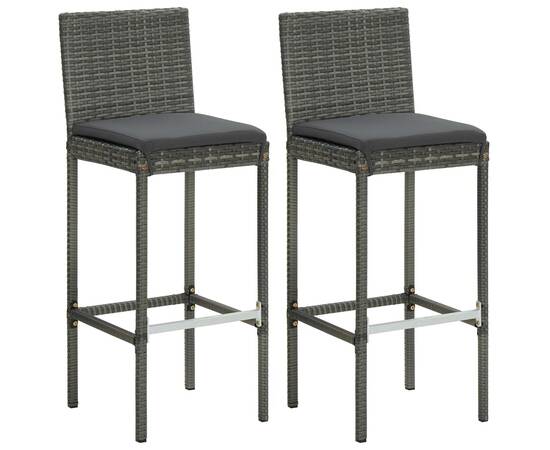 Set mobilier de bar de grădină cu perne, 3 piese, gri, 3 image