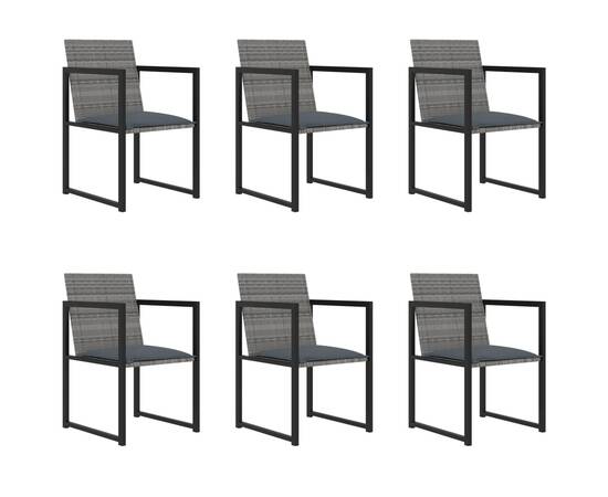 Set mobilier de exterior cu perne, 7 piese, gri, poliratan, 2 image