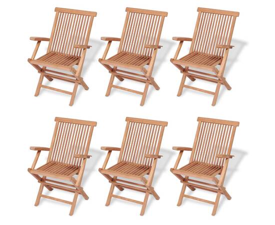 Set mobilier de exterior desigilat, 7 piese, lemn masiv de tec, 4 image