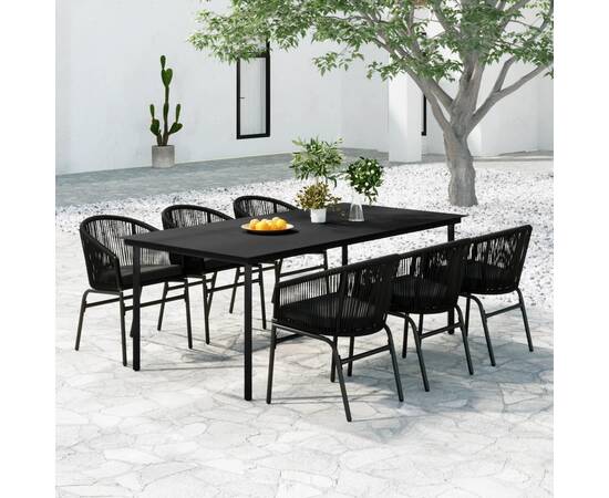 Set mobilier de grădină, 7 piese, negru