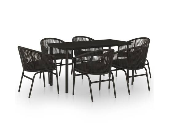 Set mobilier de grădină, 7 piese, negru, 2 image