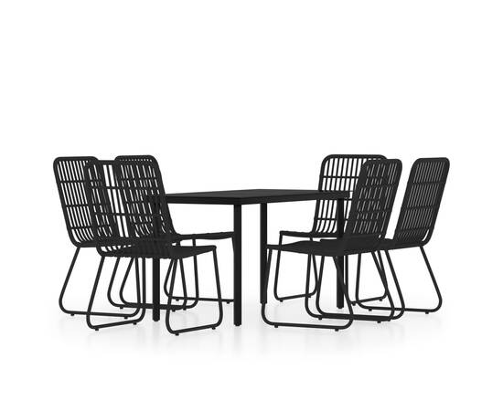 Set mobilier de grădină, 7 piese, negru, 2 image