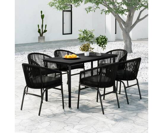 Set mobilier de grădină, 7 piese, negru