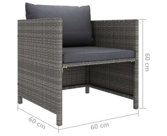 Set mobilier de grădină cu perne, 12 piese, gri, poliratan, 11 image