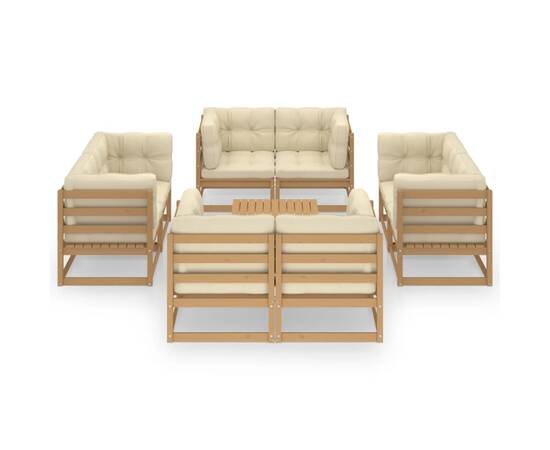 Set mobilier de grădină cu perne, 9 piese, lemn masiv de pin, 2 image