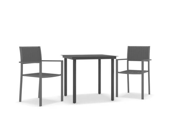 Set de mobilier de grădină, 3 piese, negru, 2 image