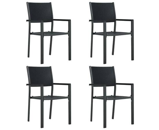 Set de mobilier de grădină, 5 piese, negru, 3 image