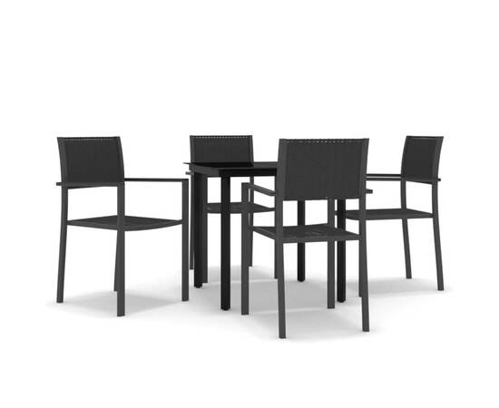 Set de mobilier de grădină, 5 piese, negru, 2 image