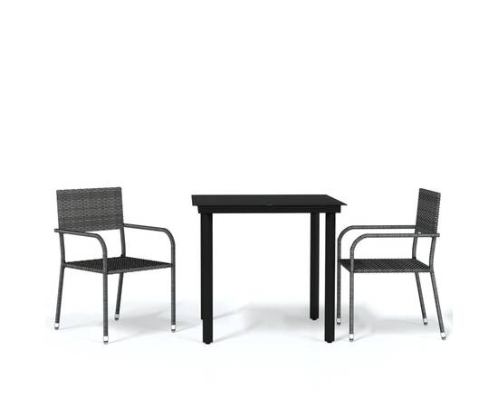 Set de mobilier pentru grădină, 3 piese, gri, 2 image