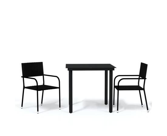 Set de mobilier pentru grădină, 3 piese, negru, 2 image
