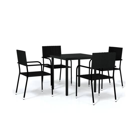 Set de mobilier pentru grădină, 5 piese, negru, 2 image
