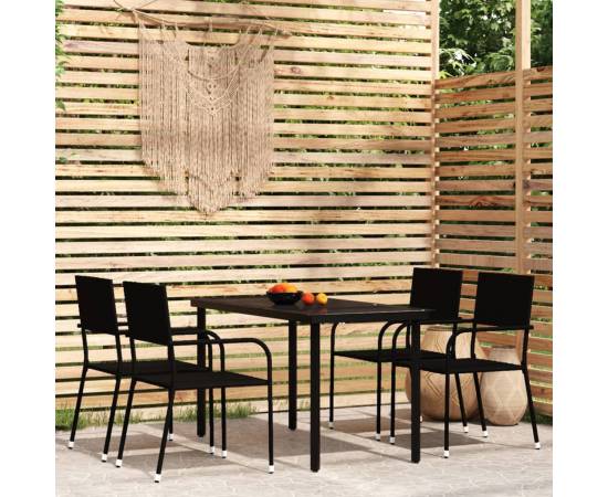 Set de mobilier pentru grădină, 5 piese, negru