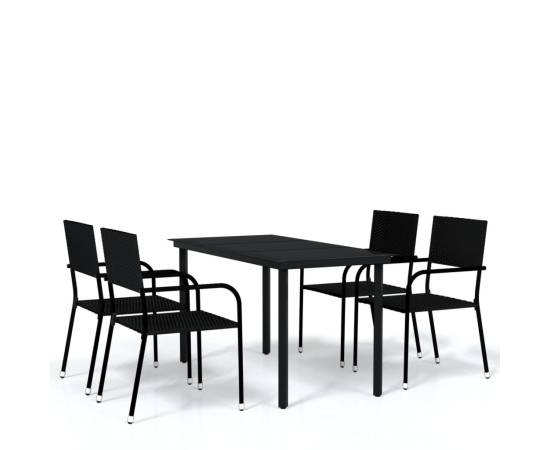 Set de mobilier pentru grădină, 5 piese, negru, 2 image