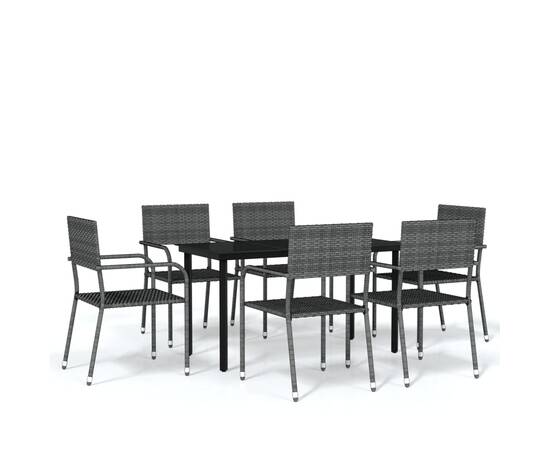 Set de mobilier pentru grădină, 7 piese, gri, 2 image