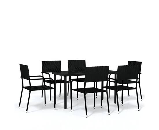 Set de mobilier pentru grădină, 7 piese, negru, 2 image