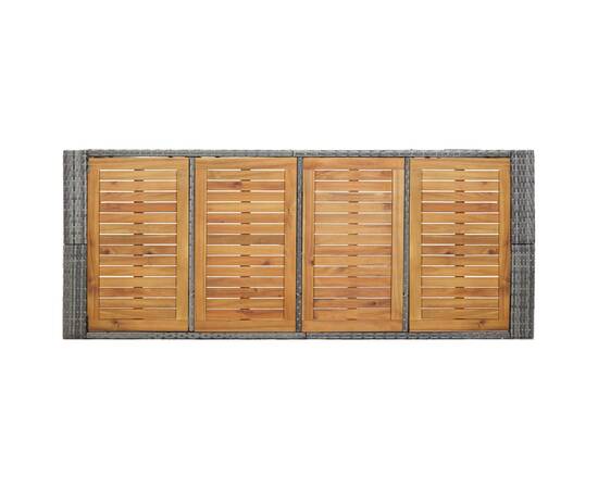Set mobilier bar exterior 9 piese gri poliratan și lemn acacia, 8 image