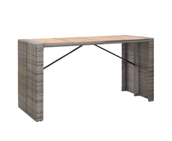 Set mobilier bar exterior 9 piese gri poliratan și lemn acacia, 7 image