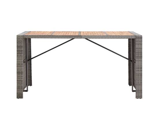 Set mobilier bar exterior 9 piese gri poliratan și lemn acacia, 6 image