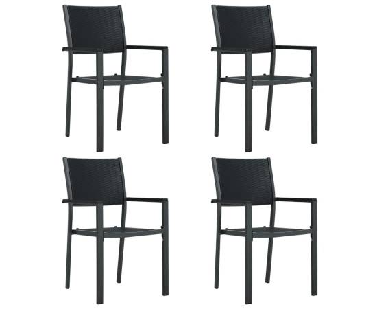 Set mobilier de grădină, 5 piese, negru, 3 image