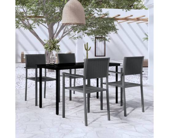 Set mobilier de grădină, 5 piese, negru