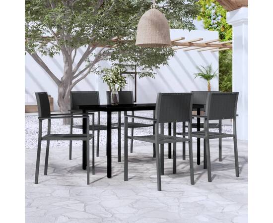 Set mobilier de grădină, 7 piese, negru