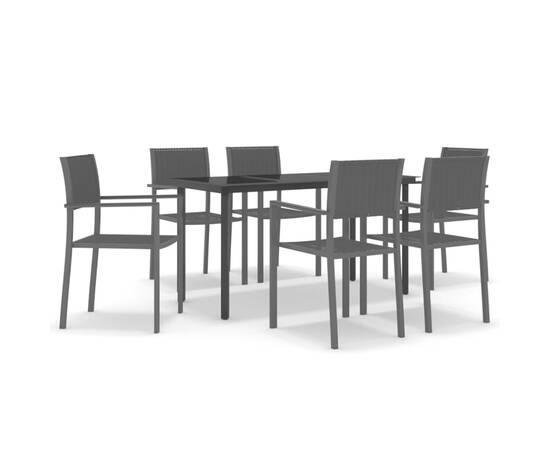 Set mobilier de grădină, 7 piese, negru, 2 image