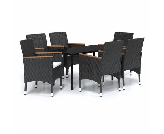 Set mobilier de grădină, cu perne, 7 piese, negru, 2 image