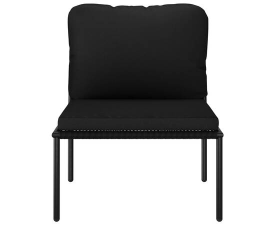 Set mobilier de grădină cu perne, 3 piese, negru, pvc, 8 image