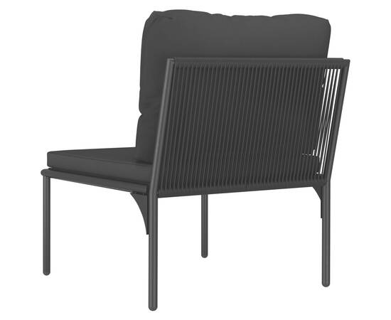 Set mobilier de grădină cu perne, 3 piese, negru, pvc, 10 image