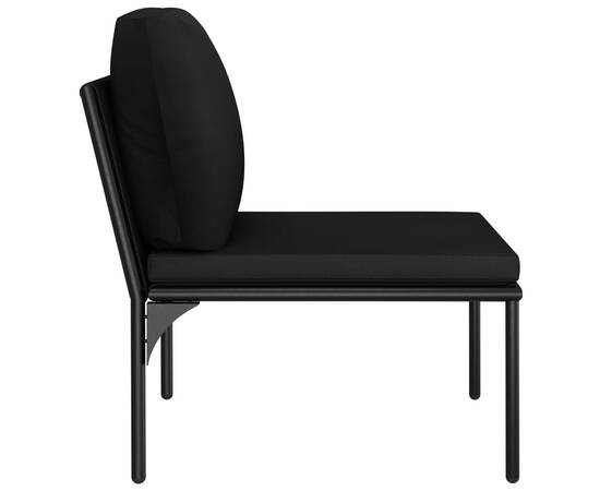 Set mobilier de grădină cu perne, 3 piese, negru, pvc, 9 image