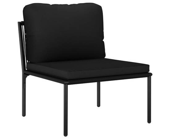 Set mobilier de grădină cu perne, 3 piese, negru, pvc, 7 image