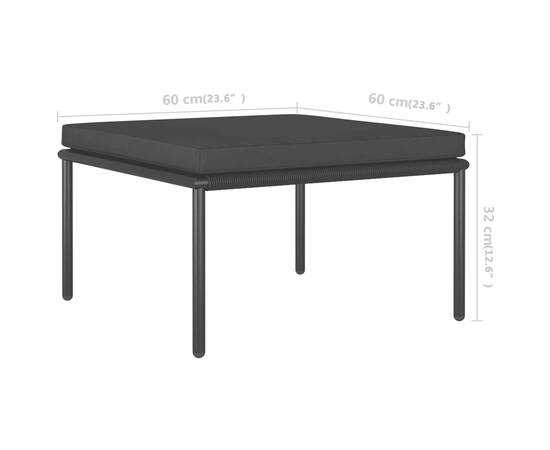 Set mobilier de grădină cu perne, 3 piese, negru, pvc, 11 image