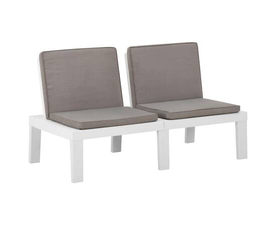 Set mobilier de grădină cu perne, 4 piese, alb, plastic, 7 image