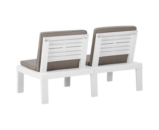 Set mobilier de grădină cu perne, 4 piese, alb, plastic, 9 image