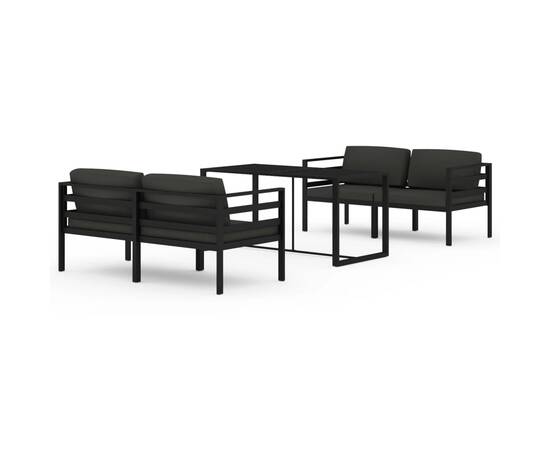 Set mobilier de grădină cu perne, 5 piese, antracit, aluminiu, 2 image